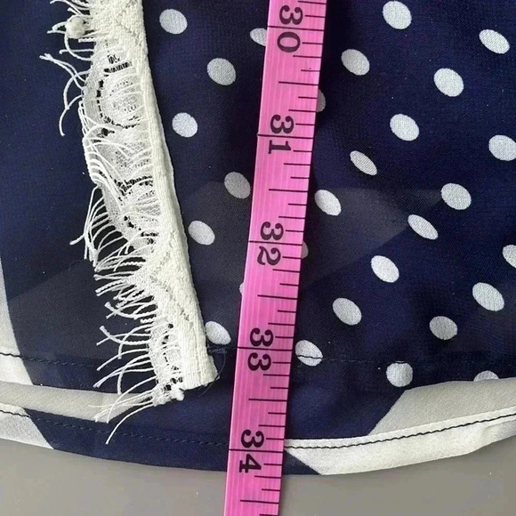 [L]Ryu Anthropologie Polka Dot Navy Blue  Whirled Tour Dress adjustable Neck Tie - Picture 12 of 16